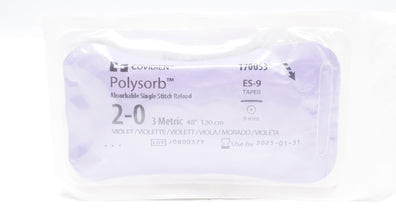 Covidien 170053 2-0 Polysorb Absorbable Braided Stre ES-9 9mm Taper, 48inch (x)